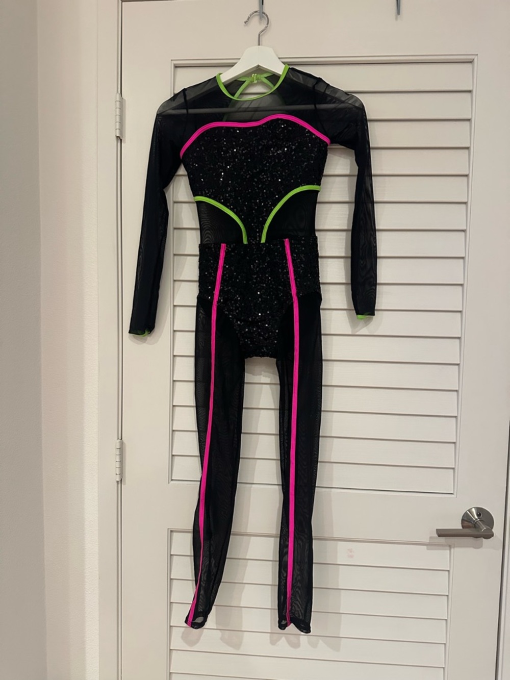 Neon Stripe and Sequin Unitard full body size LC